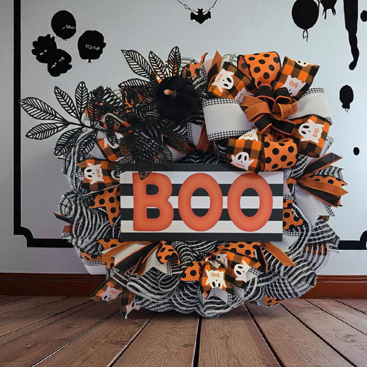 Halloween Boo Wreath