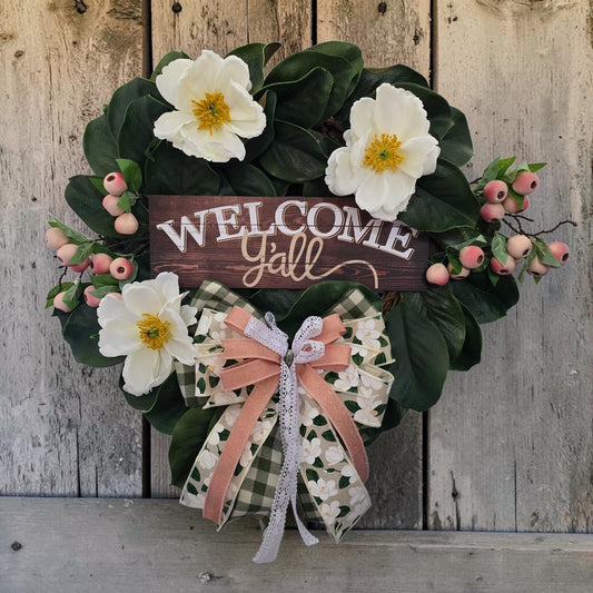 Magnolia Welcome Y'all Wreath