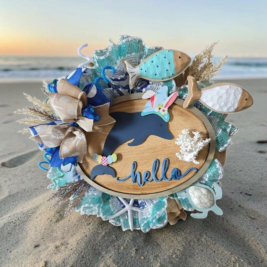 Custom Order - Beachy wreath with interchangable seasonal accessories