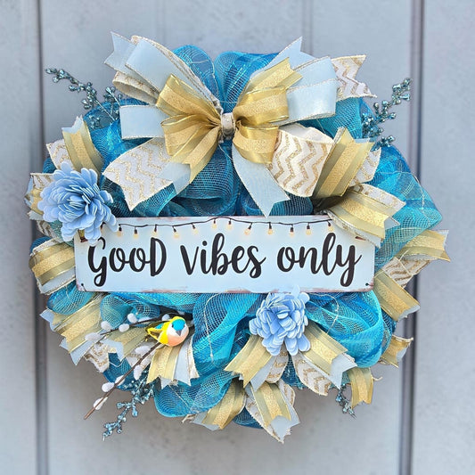 Good Vibes Wreath with Fairy Lights
