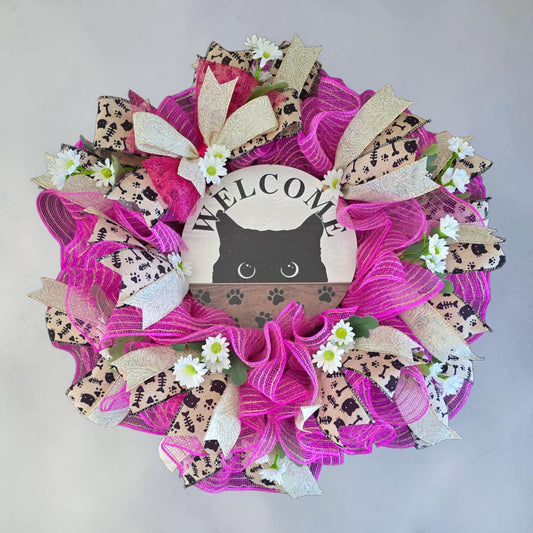 Welcome Cat Wreath