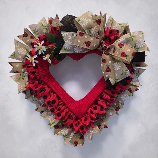 Lady Bug Heart Wreath