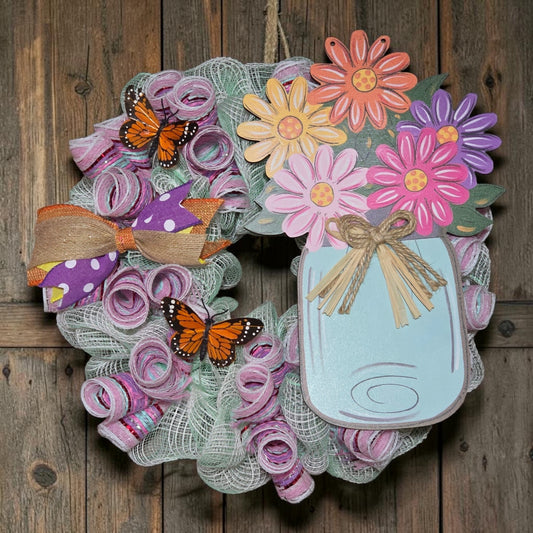 Mint Monarch Butterfly Wreath
