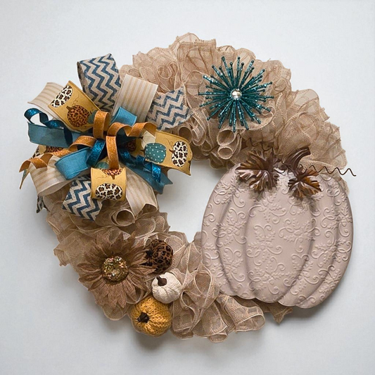 Metal Pumpkin Wreath