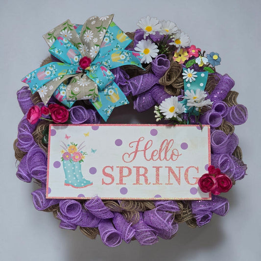Hello Spring Rainboots Wreath